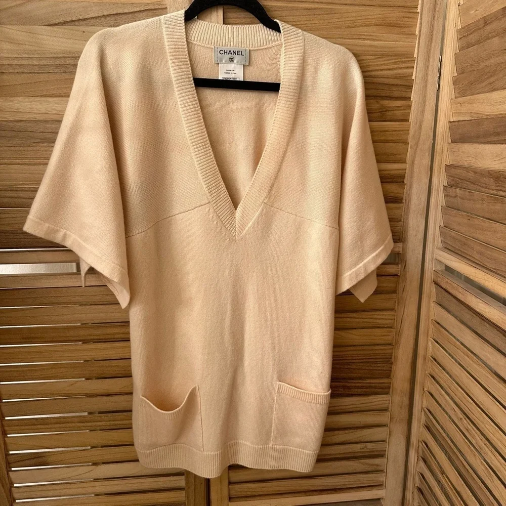 Chanel 2012 Runway Resort Ivory Cashmere Tunic Size S
